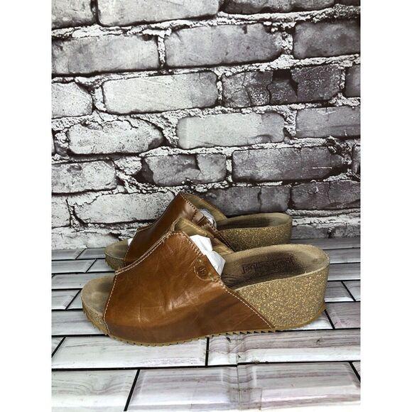Josef Seibel Brown Leather Comfort Cork Slides Sandals Women’s Sz 37EU/6.5M US - Picture 9 of 16